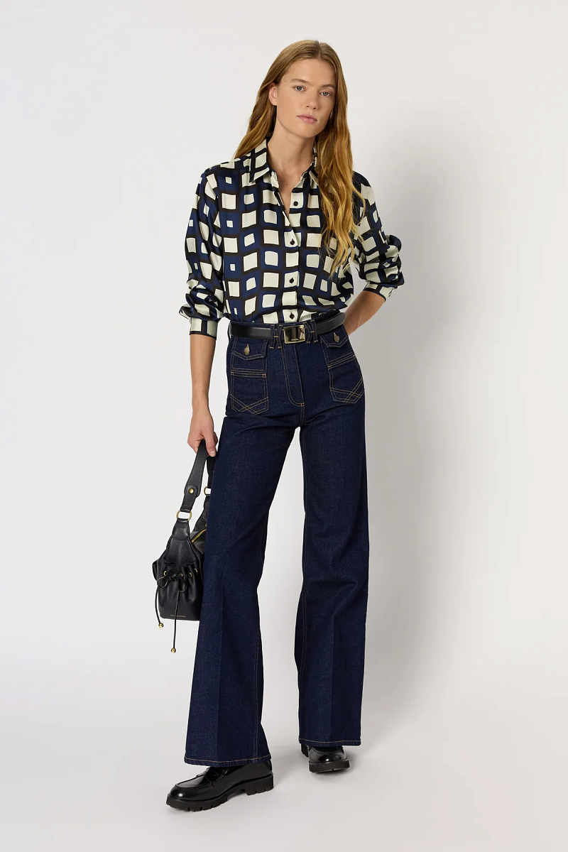 ALVINA - Блуза с геометричным принтом из сатина