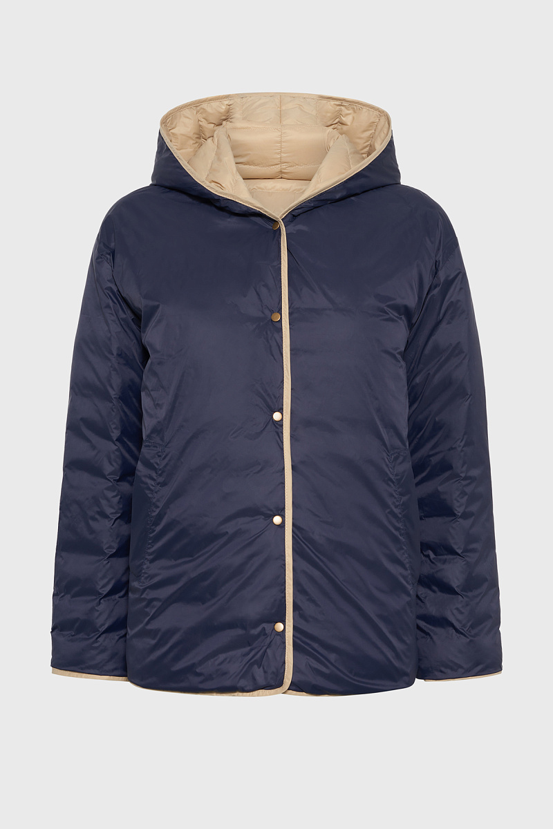 PRISCILLE - Бежевая двусторонняя пуховая куртка с капюшоном