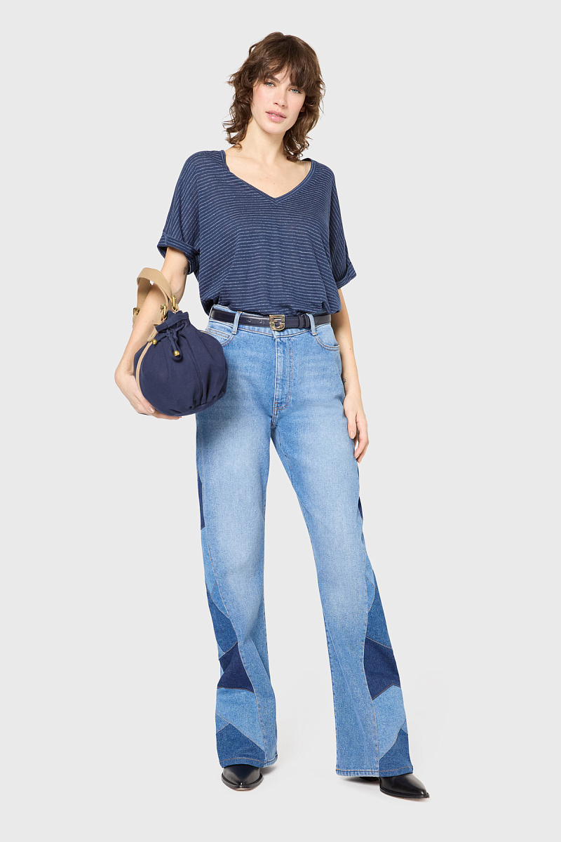 GLADYS - Футболка в полоску с V-образным вырезом