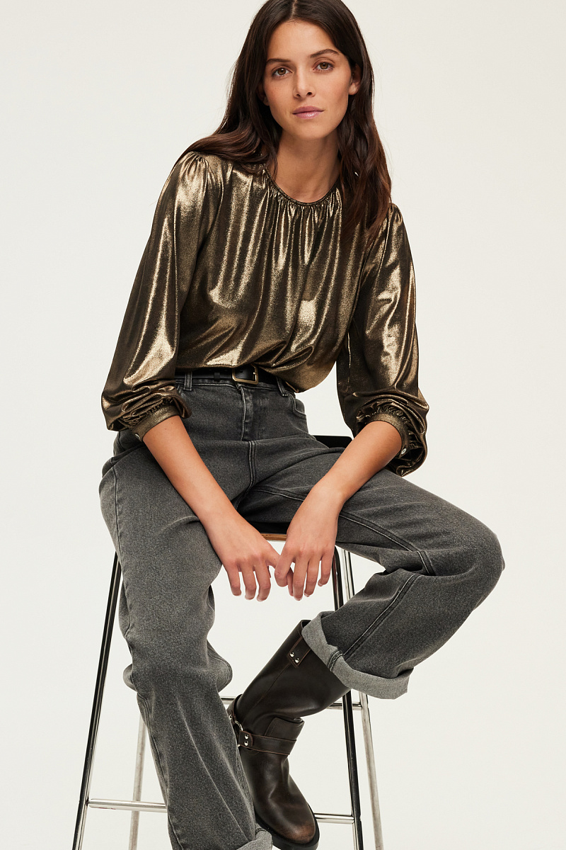 BELUMA — Мерцающая блуза из 100% хлопка с напылением