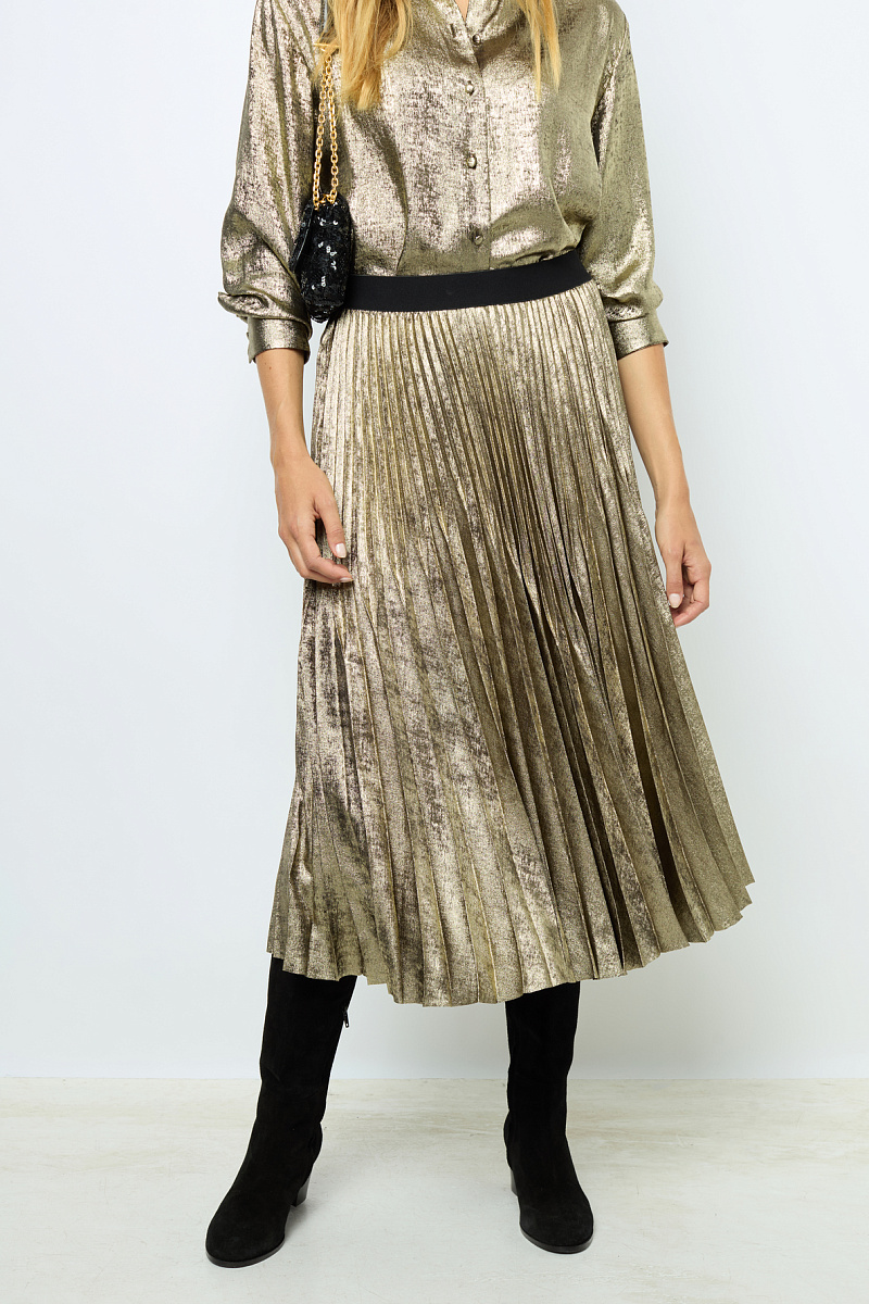 CHIRAZE - Плиссированная юбка-миди золотистого цвета