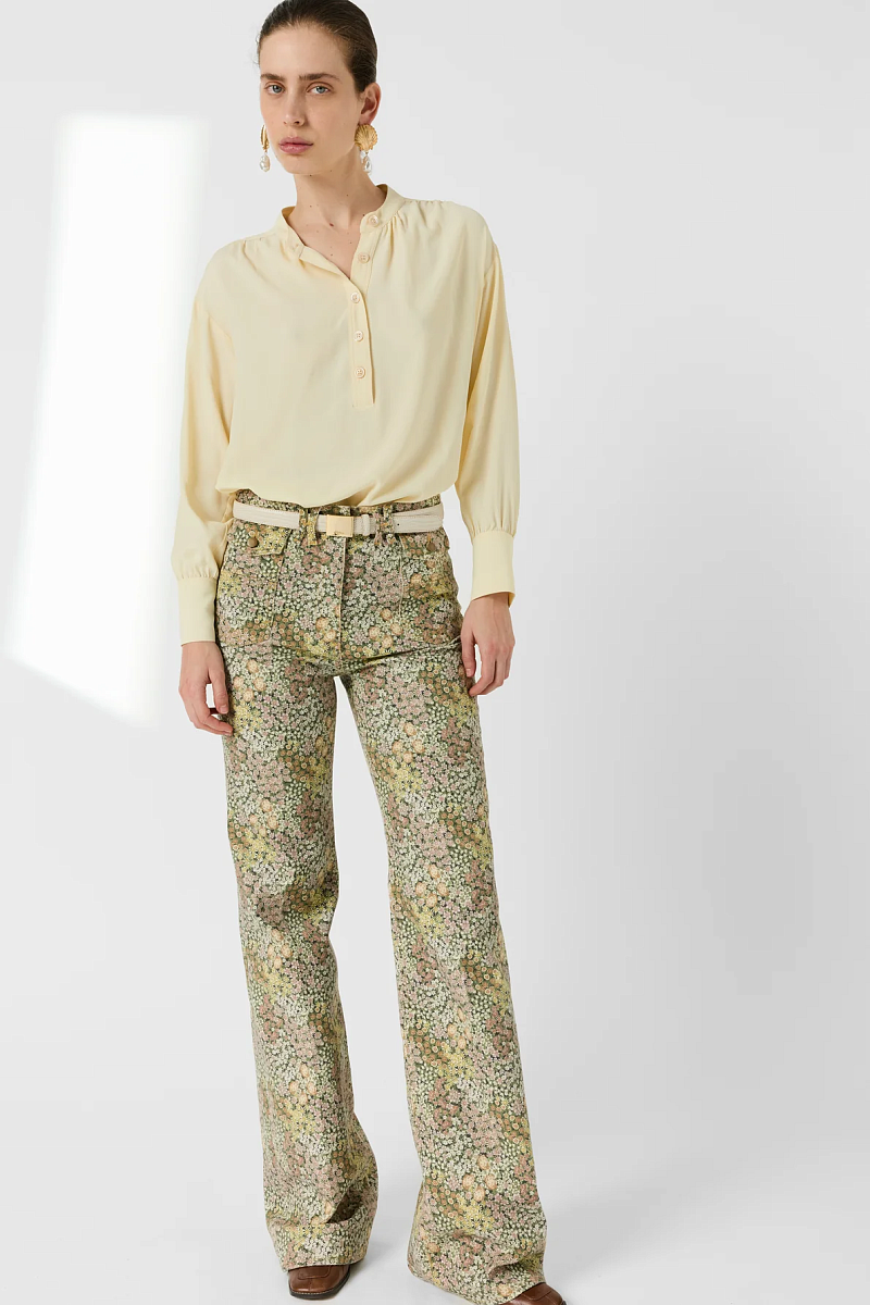 CEZANNE - Бежевая свободная блуза с тунисским воротником