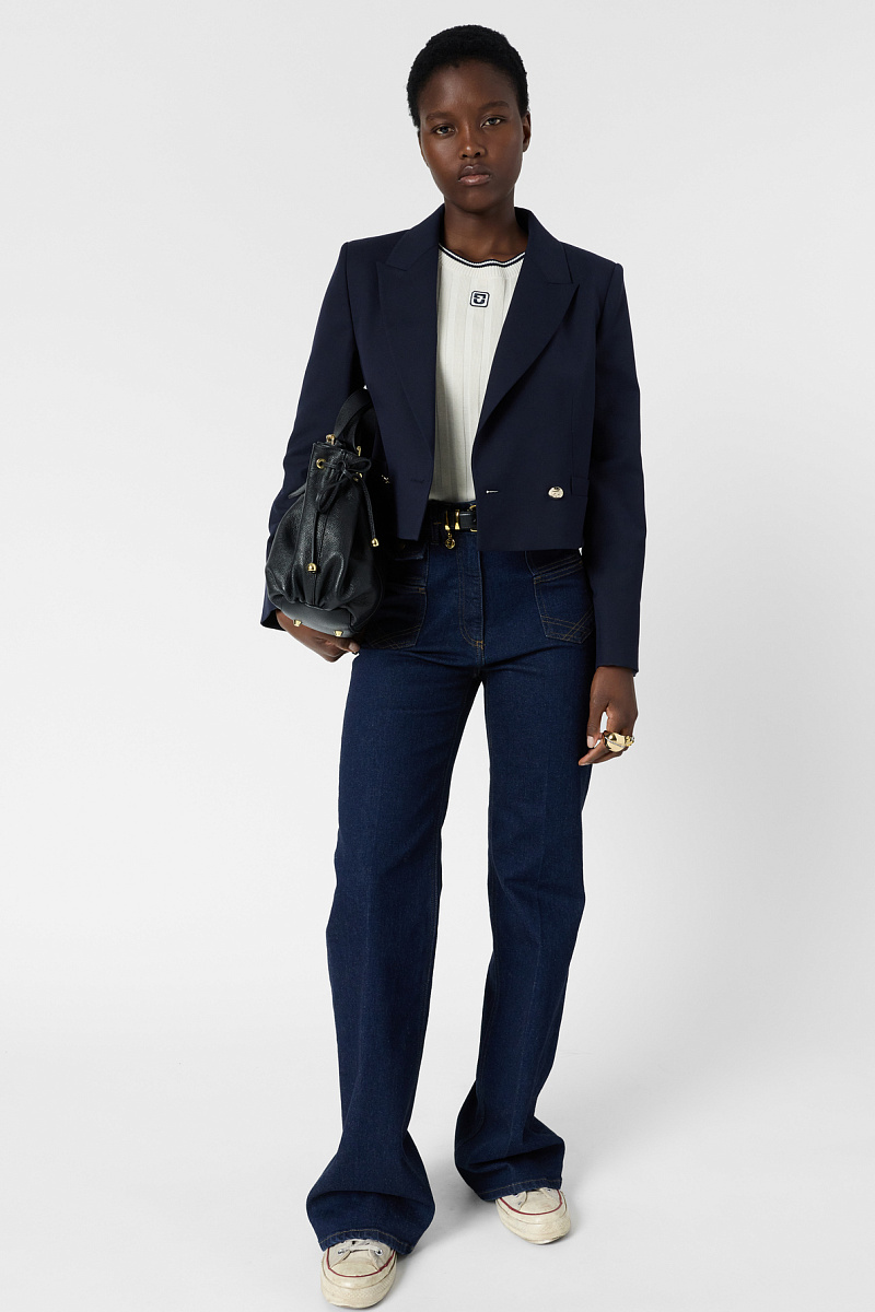 LYRA - Белый ребристый свитер с короткими рукавами