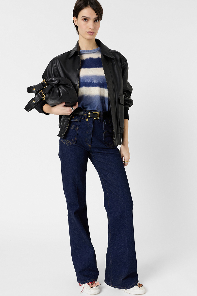 MABINTY - Голубая льняная футболка с эффектом тай-дай