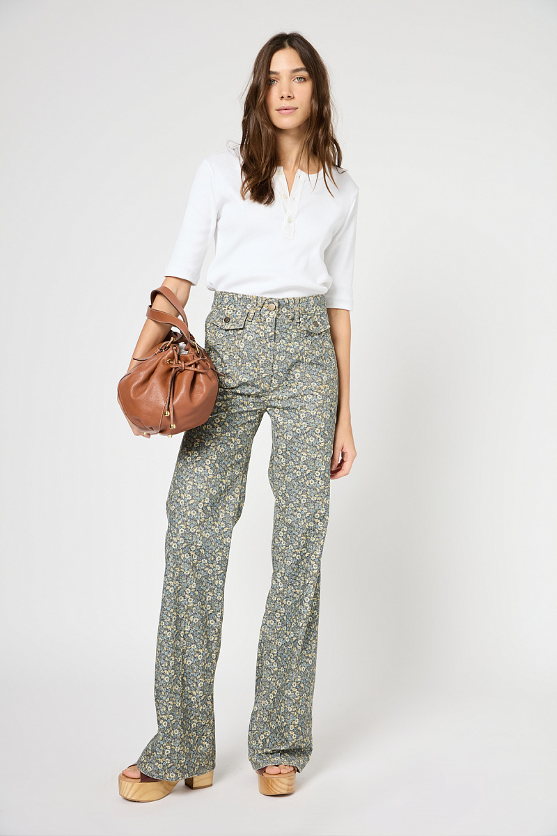 LIANNA - Расклешенные вельветовые брюки с цветочным принтом