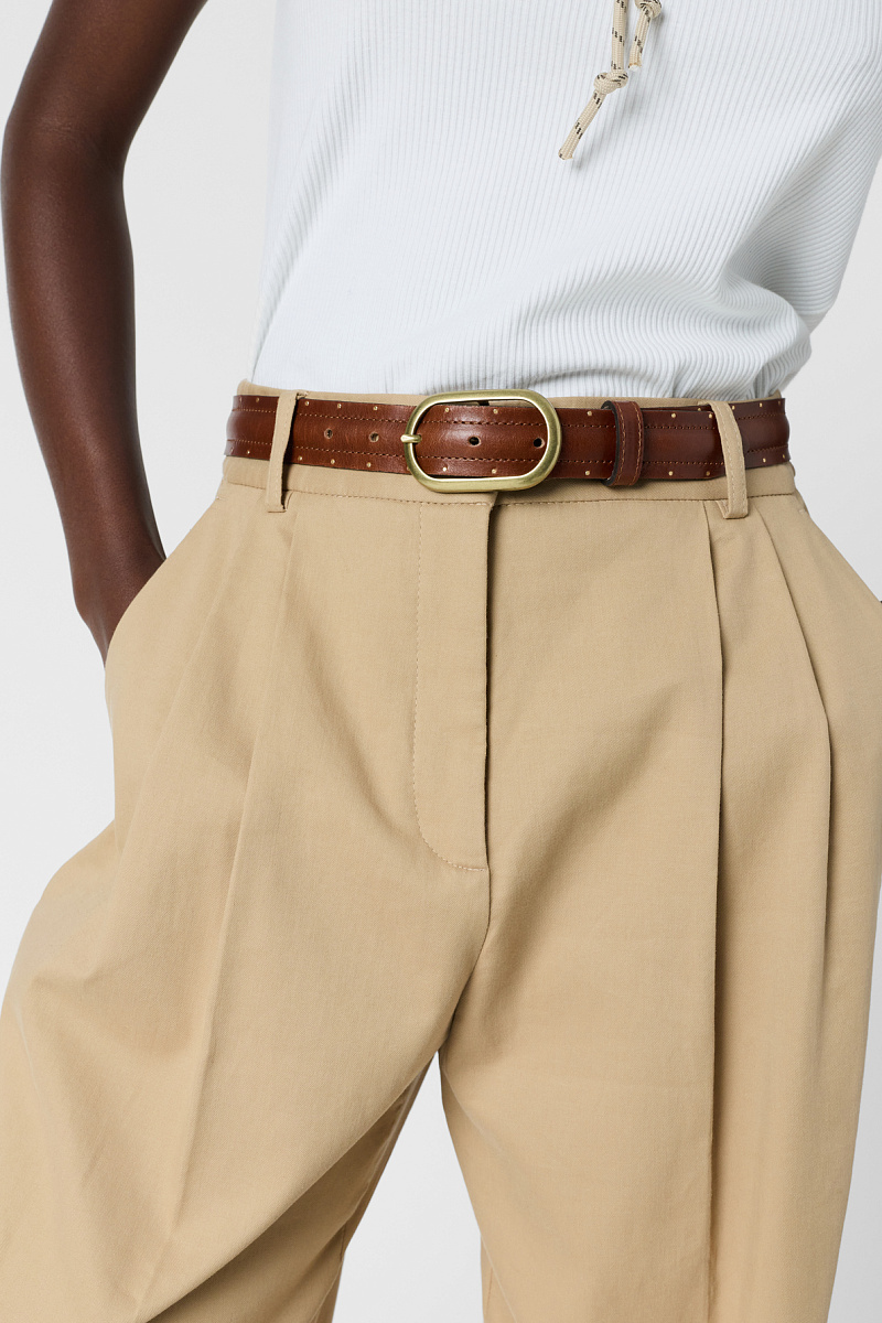 AZRA - Бежевые длинные брюки с защипами