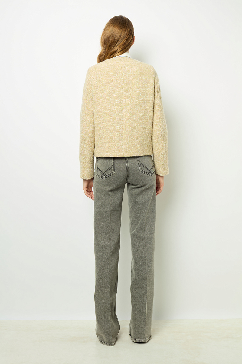 Жакет из твида с круглым вырезом