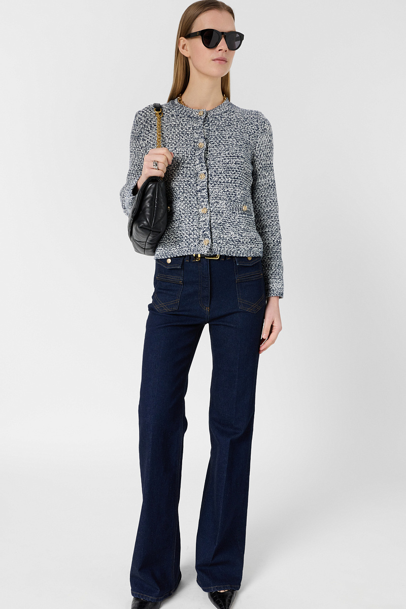 LEORA - Синий винтажный кардиган с золотистыми пуговицами