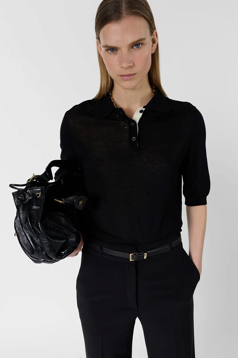 LAIKA - Черная тонкая трикотажная рубашка-поло