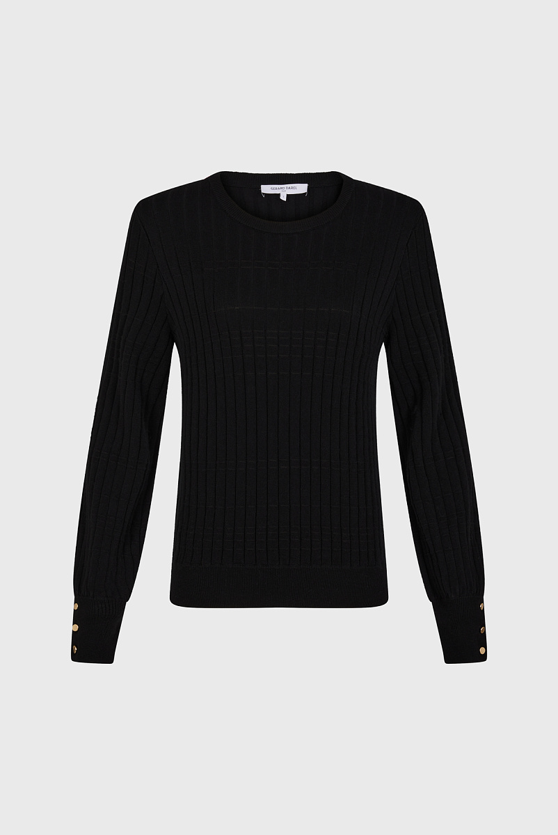 JEANNE - Джемпер черного цвета в рубчик из тонкой шерсти