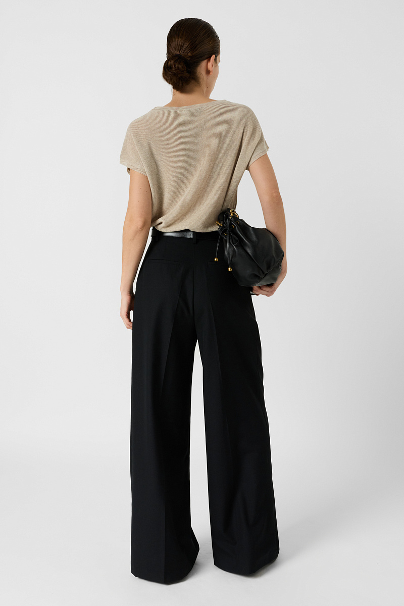 LIXIA - Бежевый джемпер с коротким рукавом из трикотажа