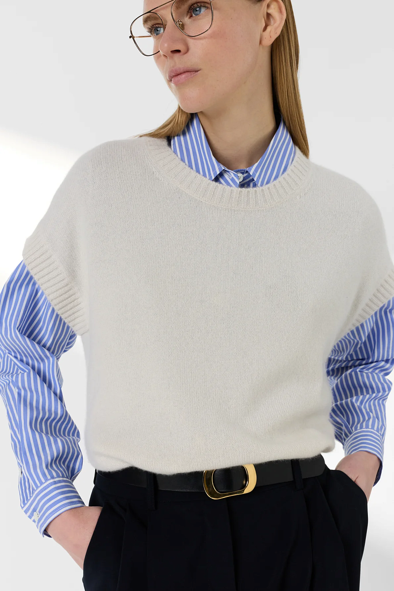 LOHNA - Белый свитер без рукавов из кашемира