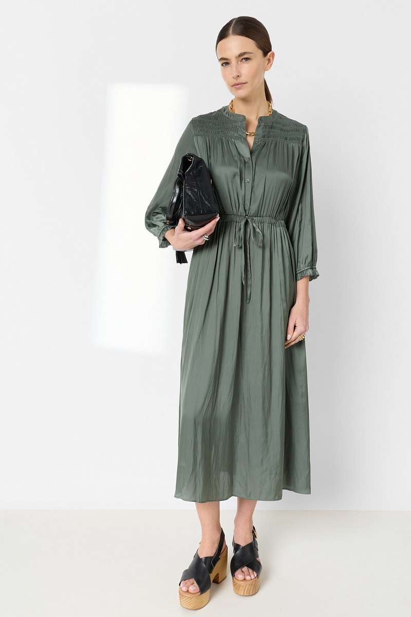 RUBIE - Летящее платье из атласа в цвете хаки