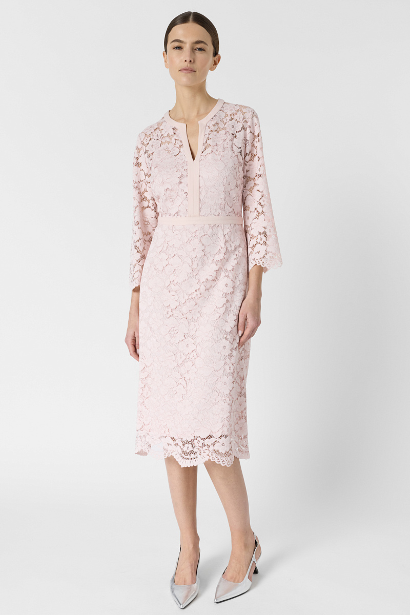 RADIA - Нежно-розовое кружевное платье в длине миди