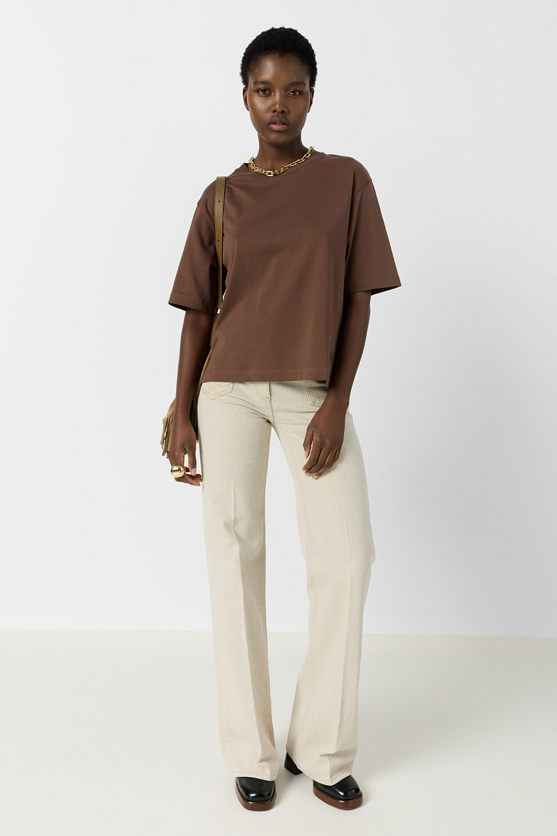 MAYAE - Коричневая футболка из хлопка