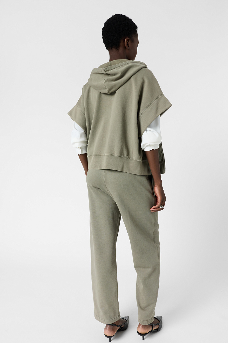 Жилет-худи на молнии с капюшоном в цвете хаки