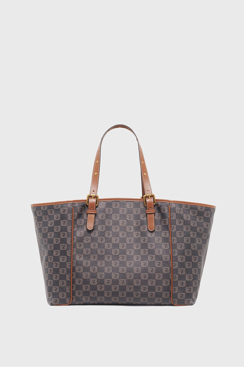 SIMPLE BAG - Тоут из кожи и холщовой ткани с монограммой