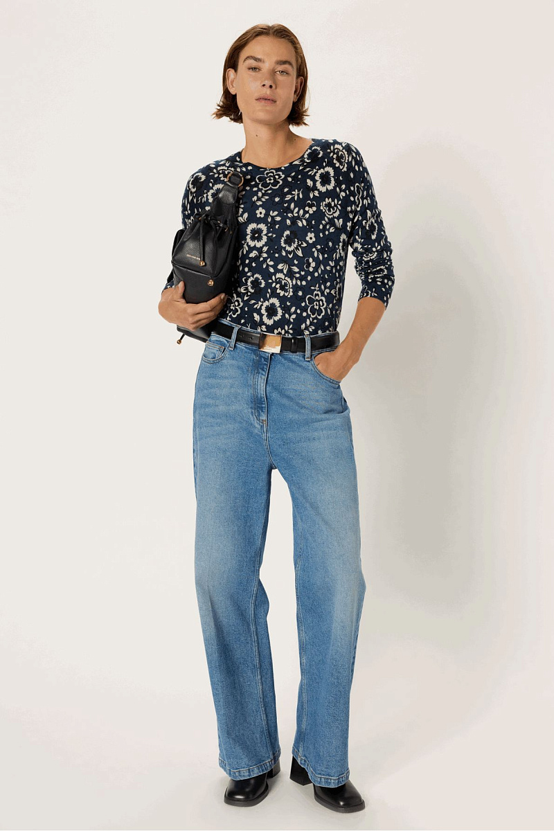 EVELINE - Джемпер из тонкой шерсти с цветочным узором