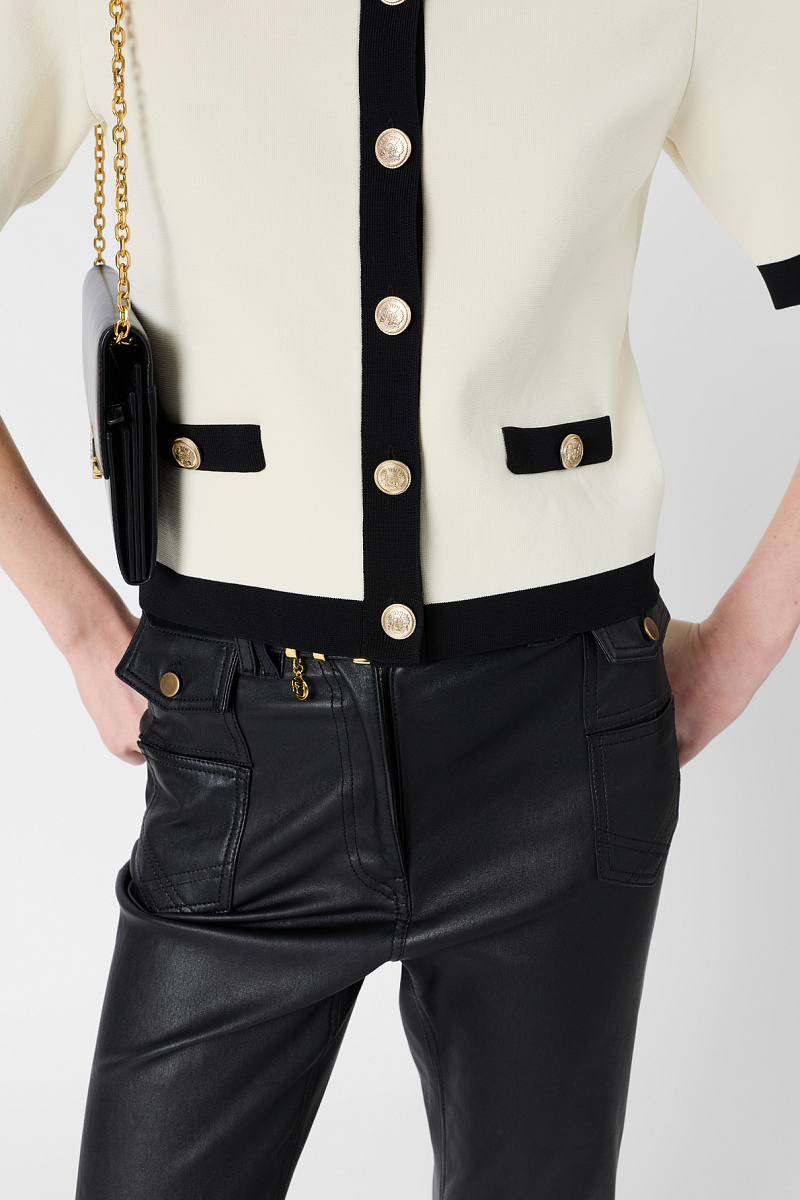 LAILA - Черно-белый вязаный жилет в ретро стиле