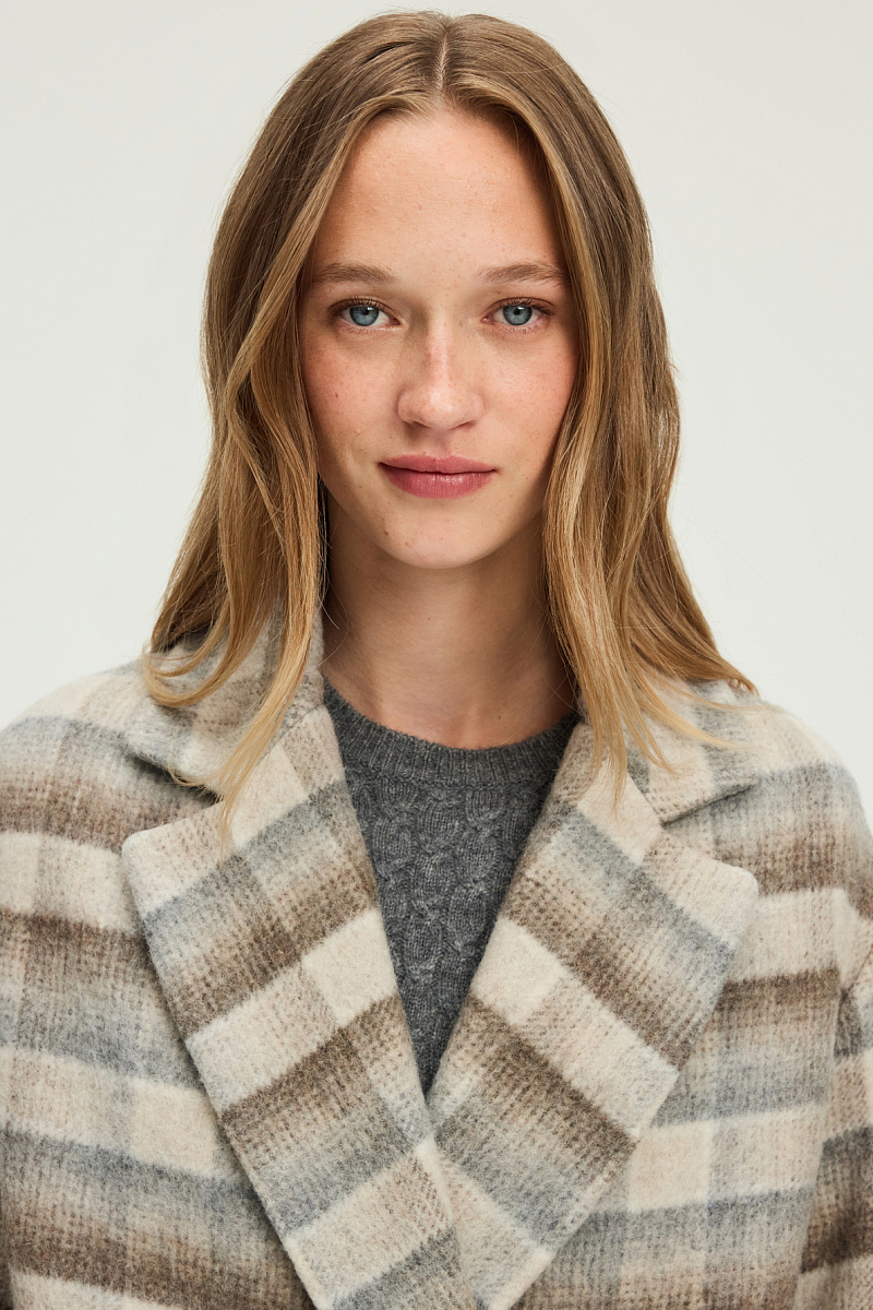 MYRIELLE - Длинное двубортное пальто в клетку