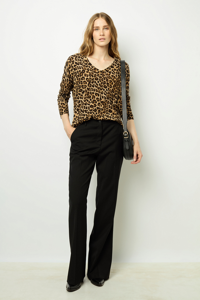 JINENE - Пуловер с леопардовым принтом из шерсти