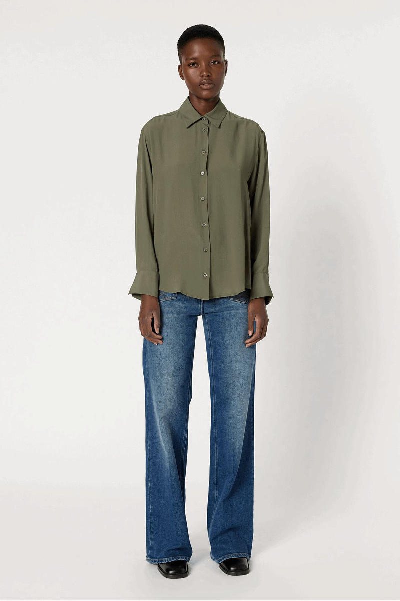 AGATHE - Блуза цвета хаки из мягкой смесовой ткани