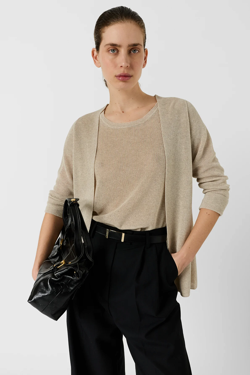LORINA - Бежевый вязаный кардиган