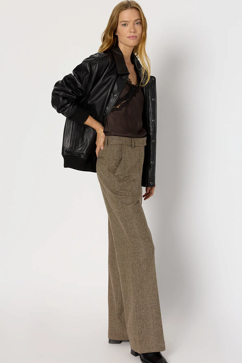 CORALIE - Расклешенные костюмные брюки с эффектом меланж