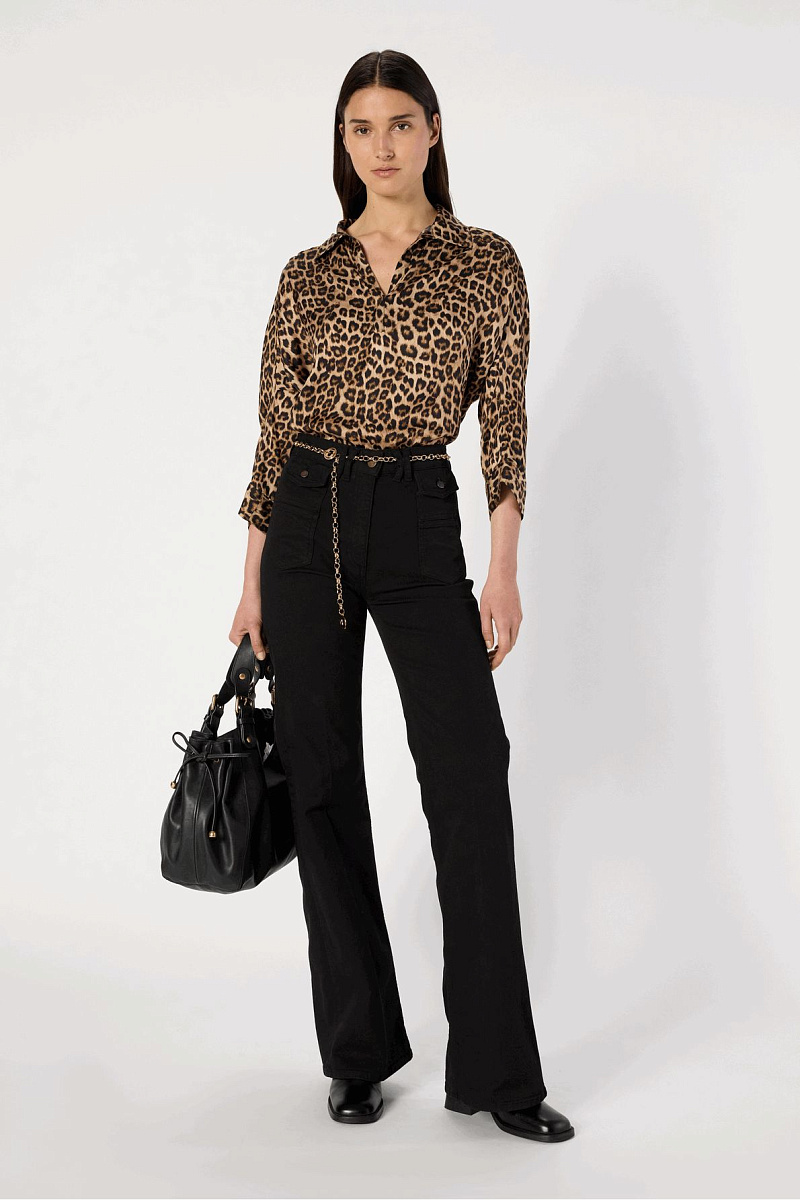 AUDE - Блуза из 100% вискозы с леопардовым принтом