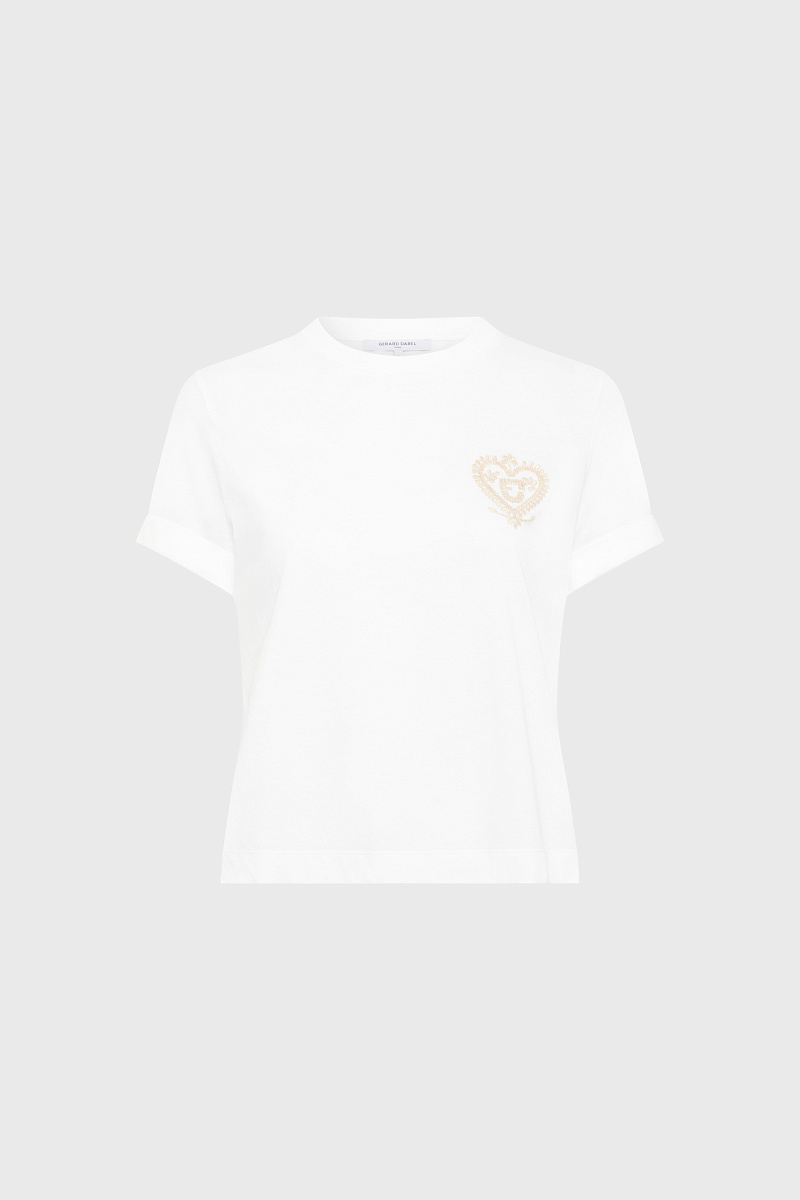 MELIA - Белая футболка из хлопка с вышитым гербом