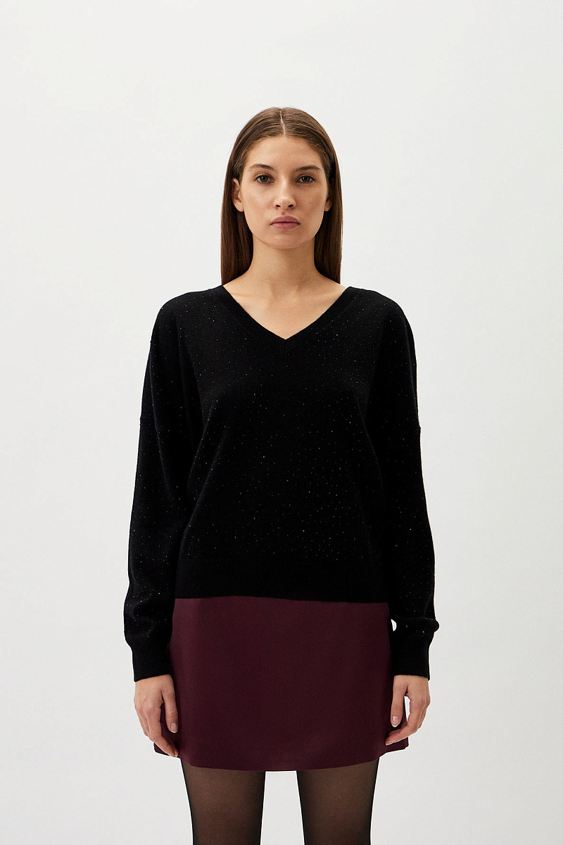 JOHANNE - Свитер с V-образным вырезом и стразами
