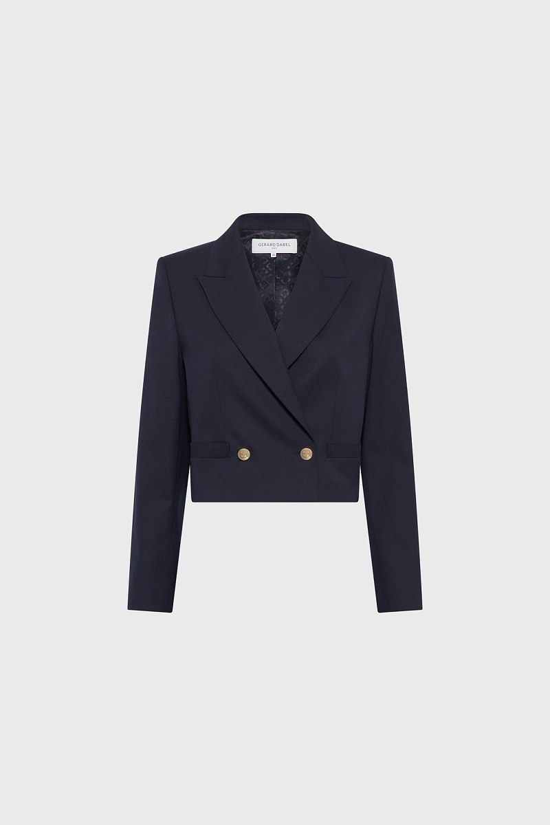 TESSIE - Синий укороченный приталенный жакет