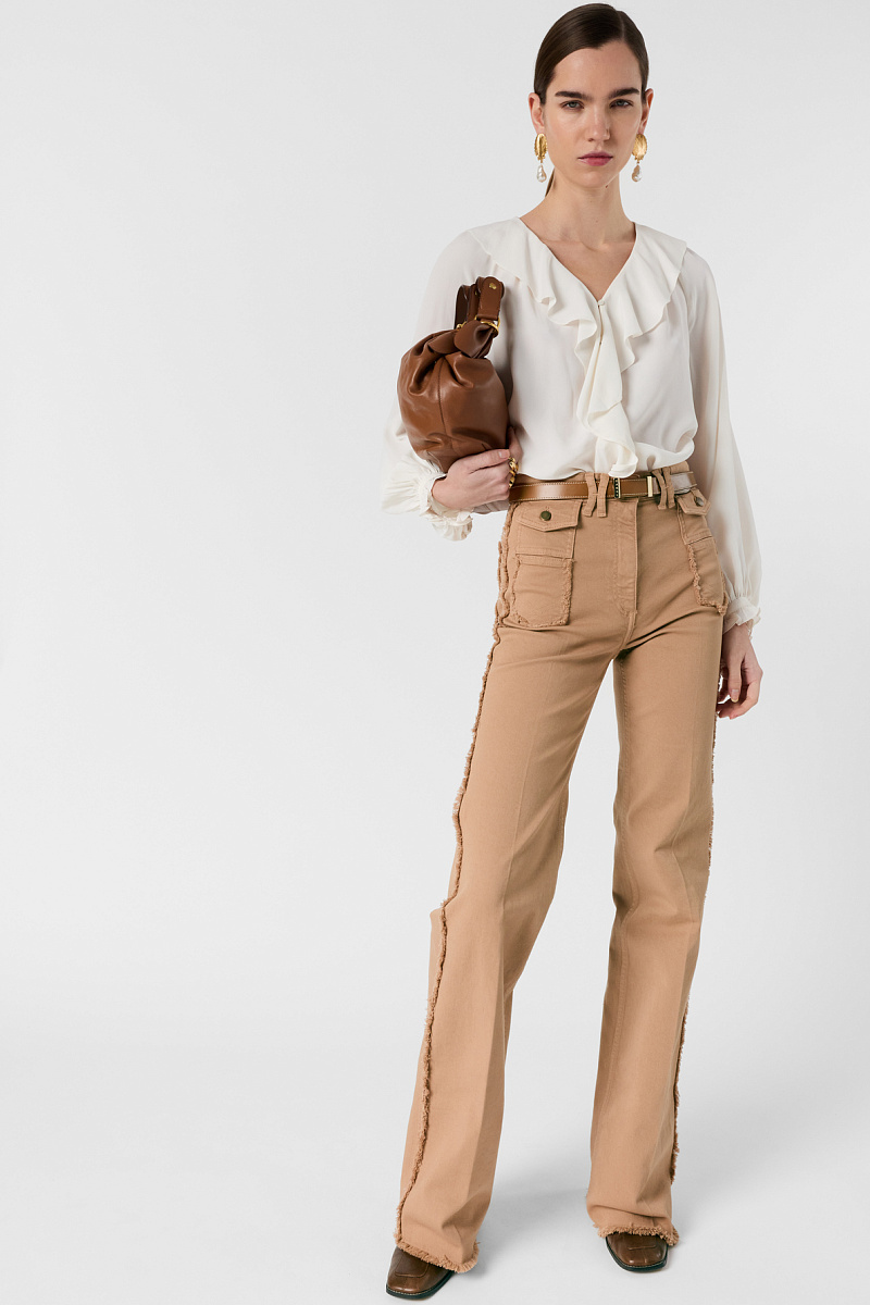 CISANA - Рубашка из крепа с оборками в цвете экрю