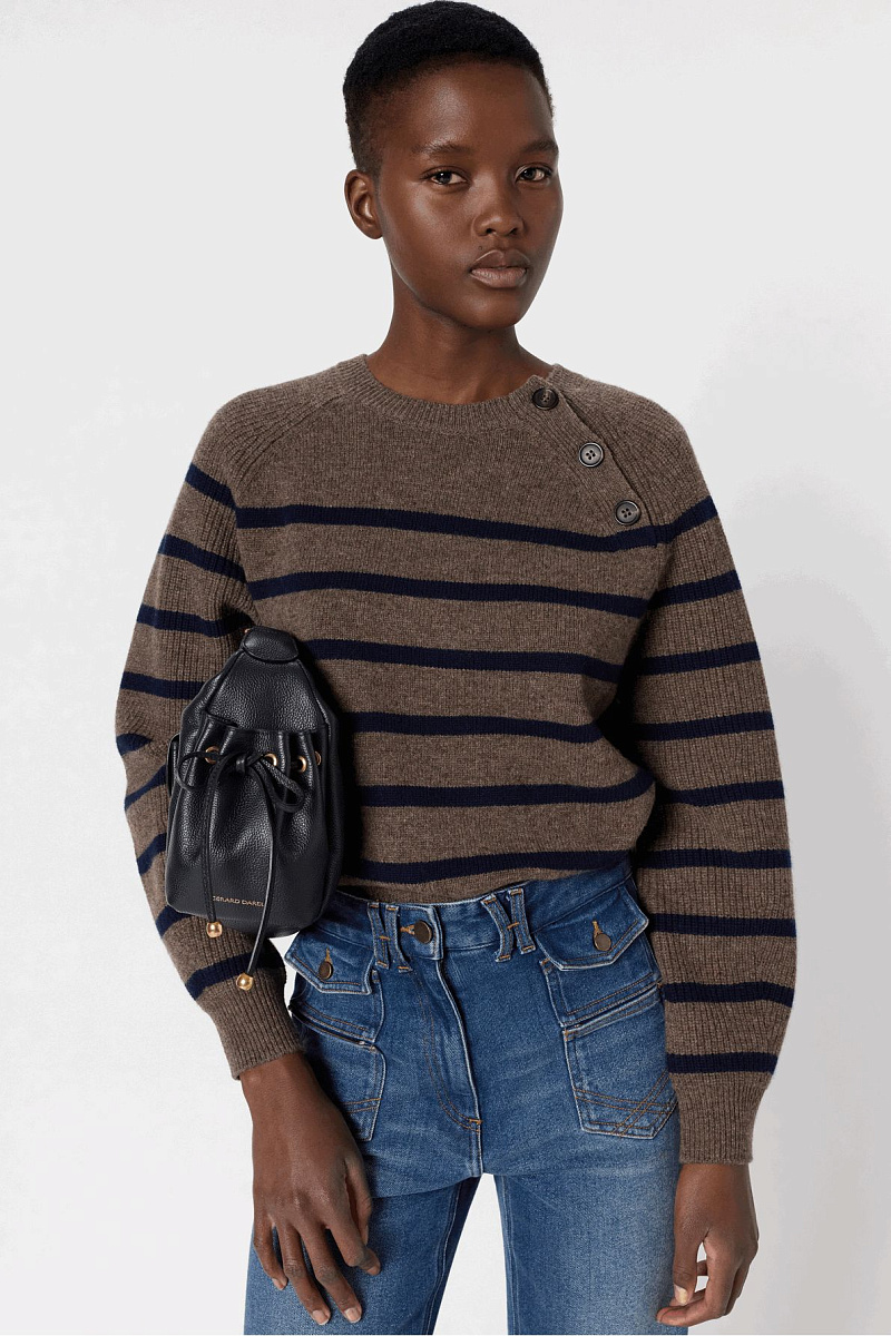 EDITH - Объемный свитер в полоску из 100% шерсти