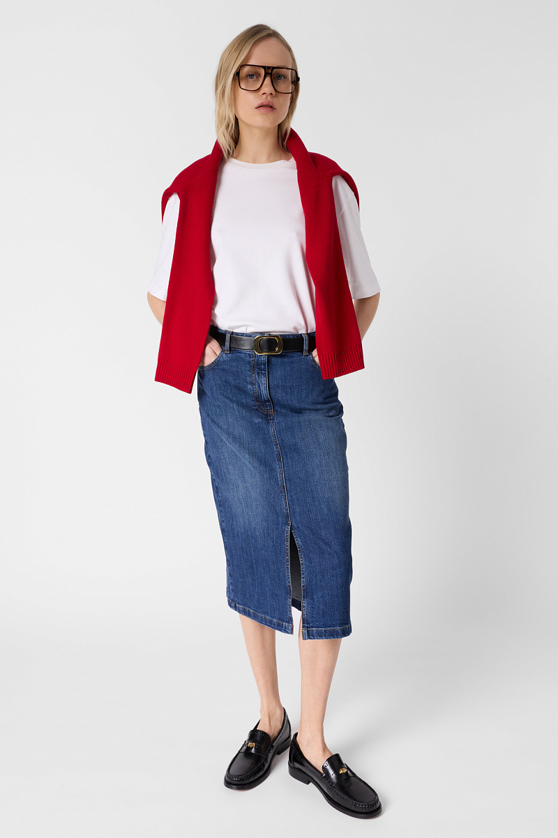 JANAELLE - Прямая джинсовая юбка длины миди