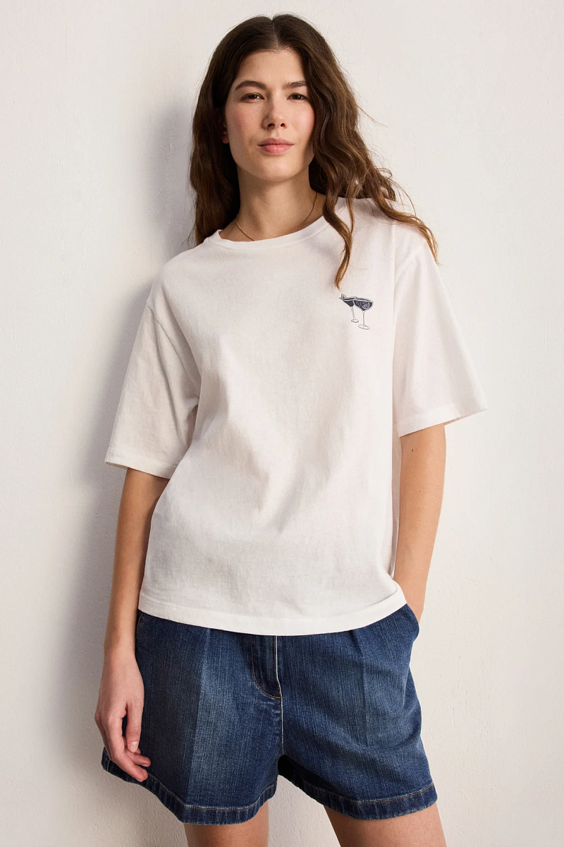 TINAELLE - Белая футболка из хлопка с трафаретной печатью