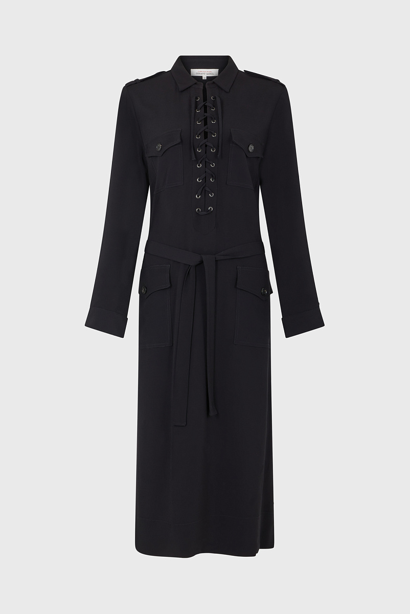 SIRENA - Черное макси-платье с вырезом на шнуровке