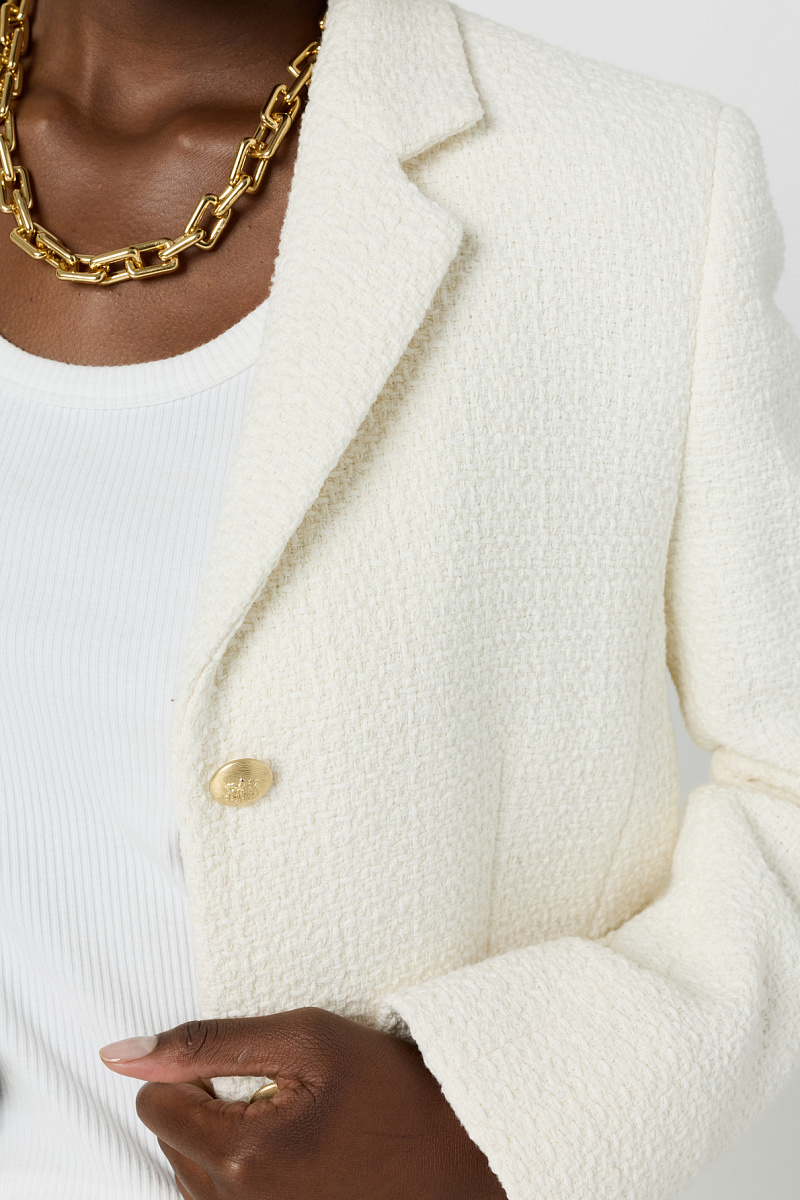 TAHITI - Белый жакет из твида с золотистыми пуговицами