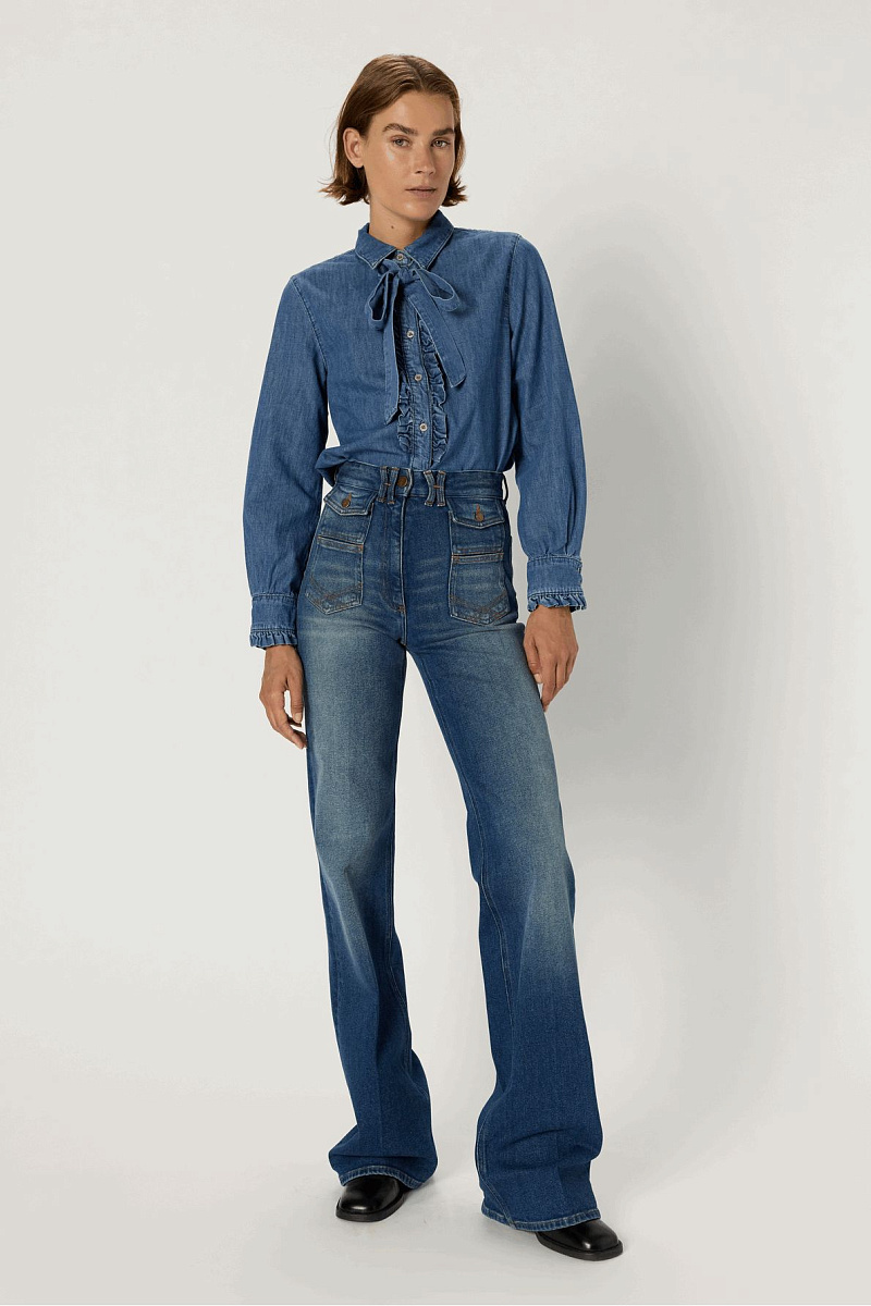 ALIA - Блуза из денима с рюшами