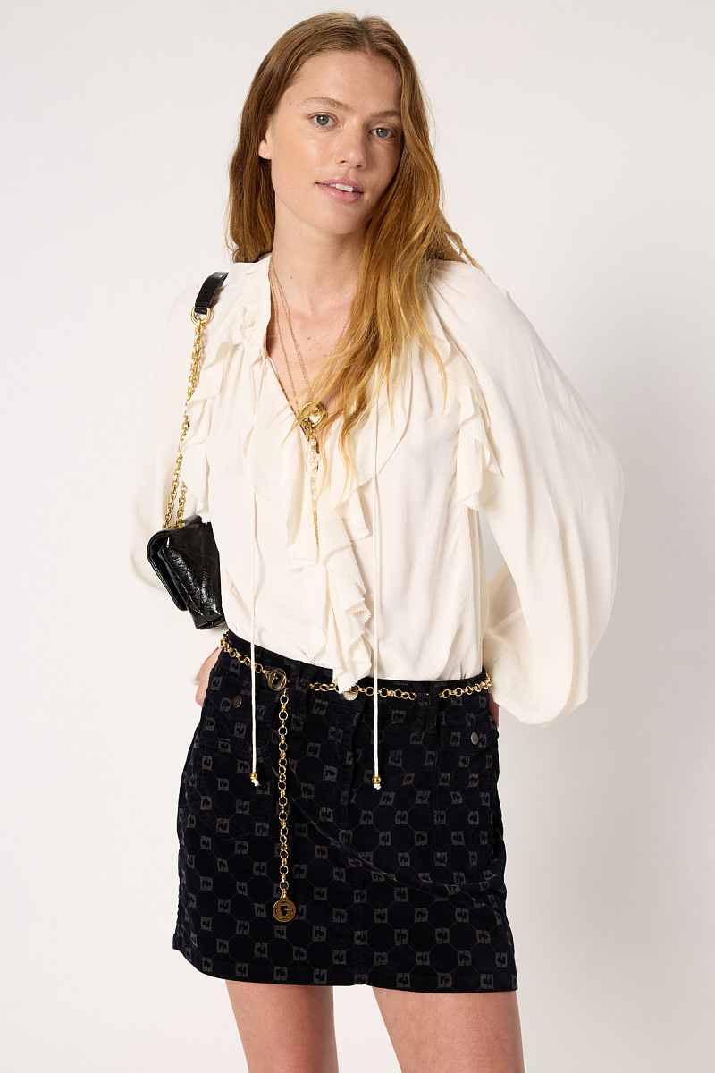 AGNELLA - Блуза из сатинового крепа с оборками