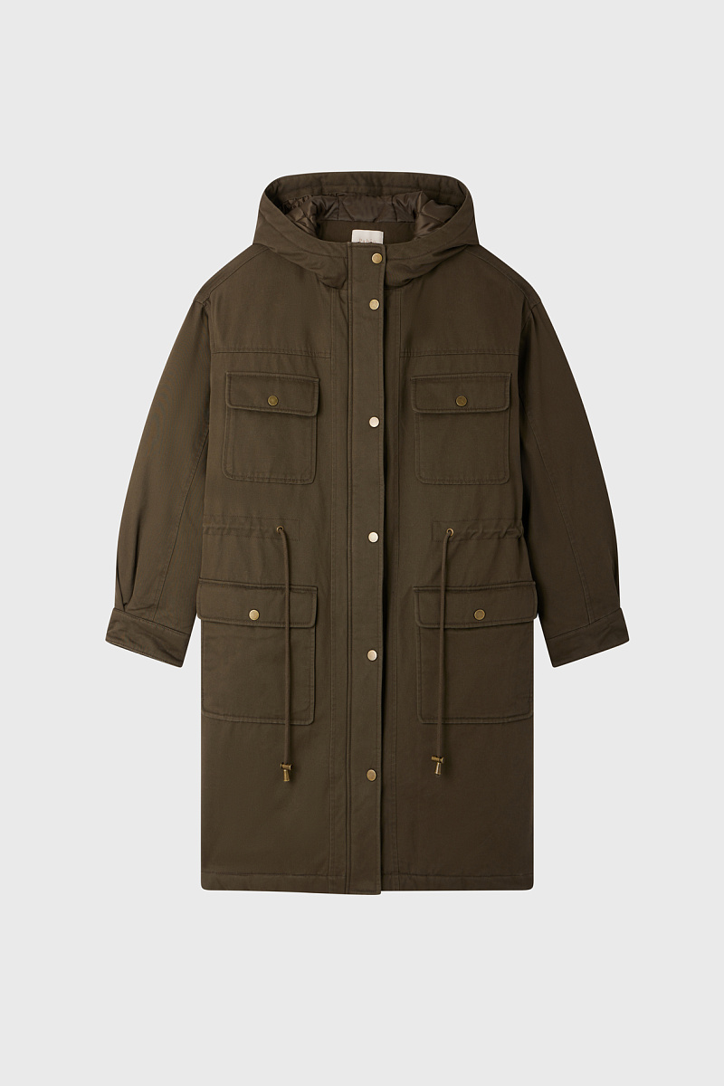 LISE - Парка с капюшоном в цвете хаки