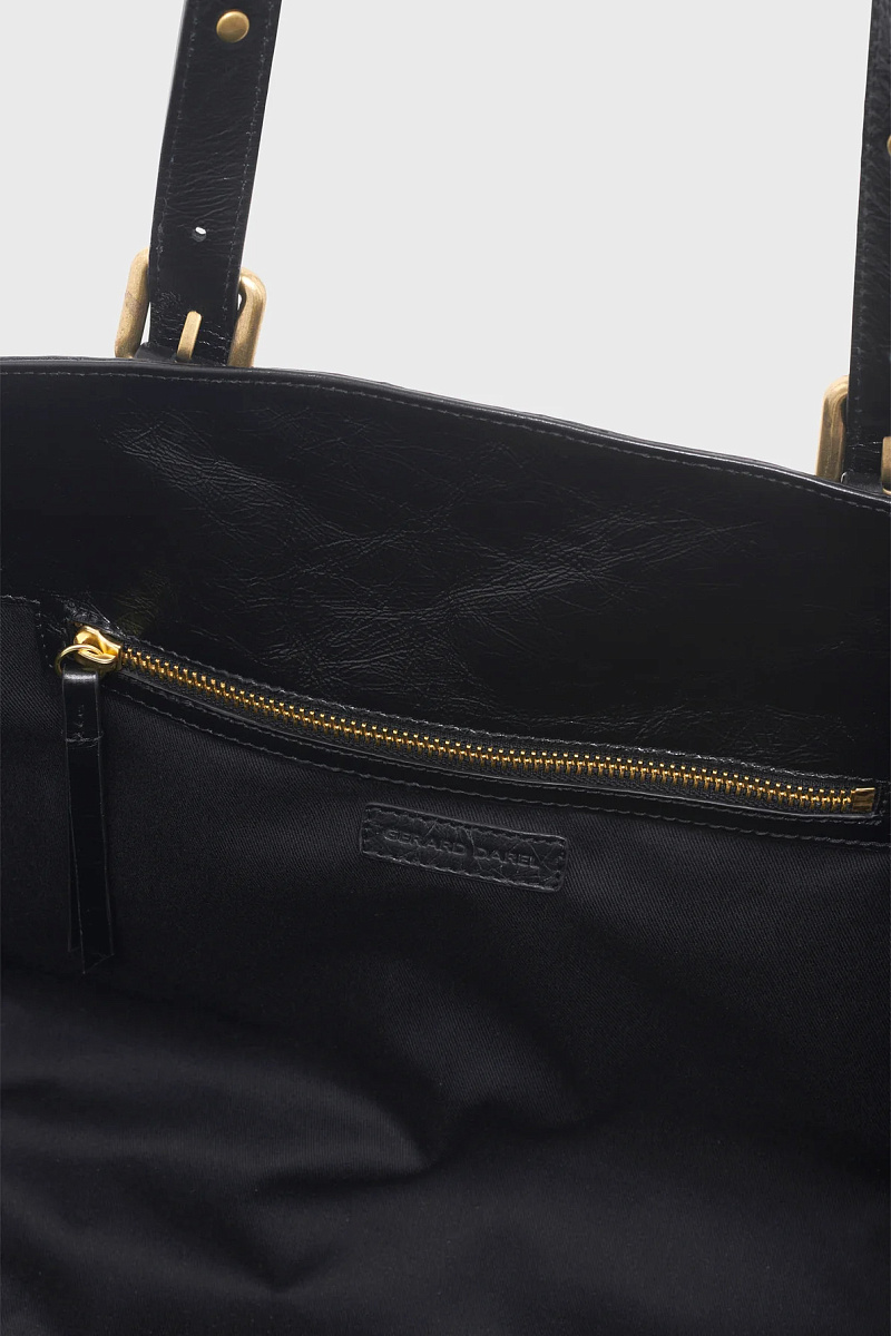 SIMPLE BAG - Черная сумка-тоут из кожи с мятым эффектом