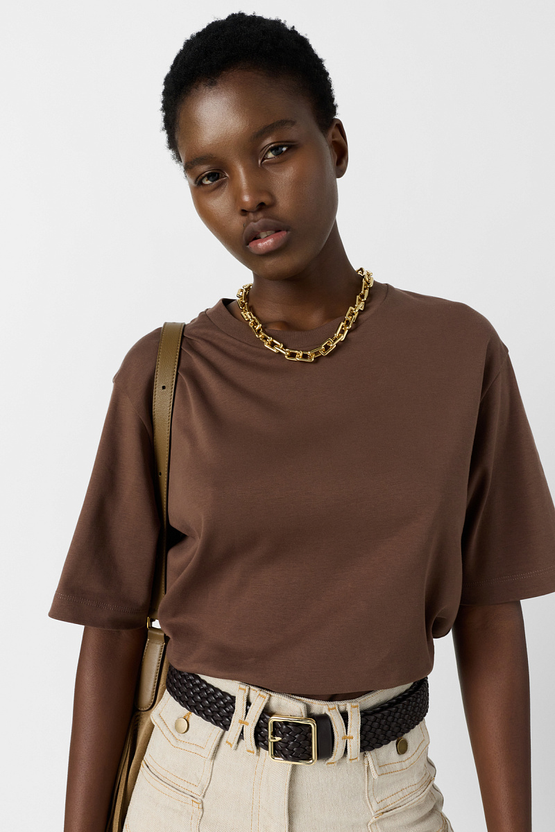 MAYAE - Коричневая футболка из хлопка