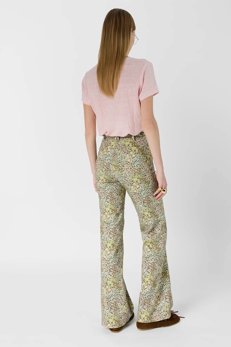 MIRANA - Льняная футболка с V-образным вырезом и люрексом