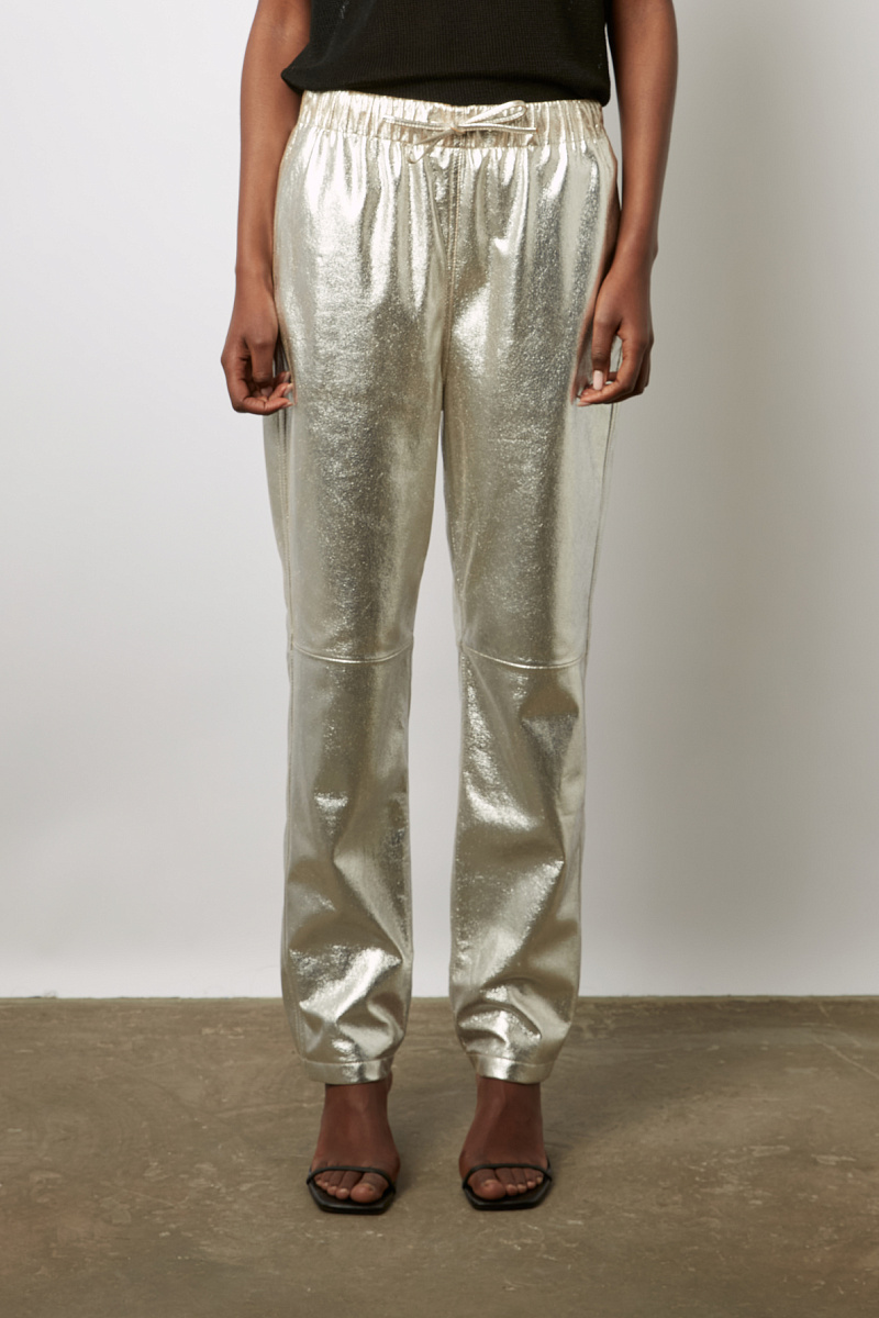 JULIETA - Брюки из кожи серебристого цвета