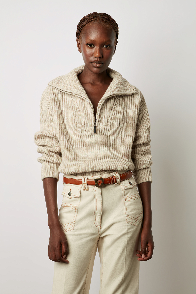 LORCA - Вязаный пуловер с воротником-стойкой на молнии