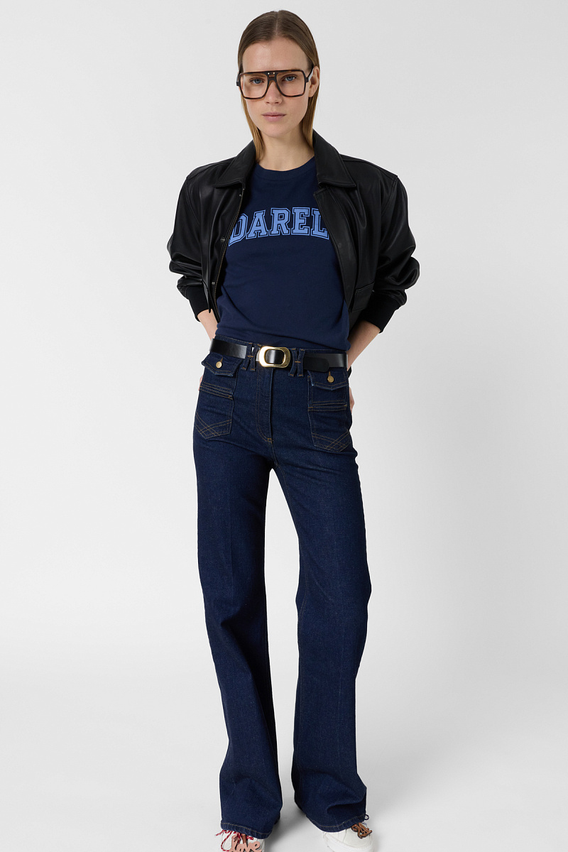 MELLY - Синяя футболка из хлопка с надписью