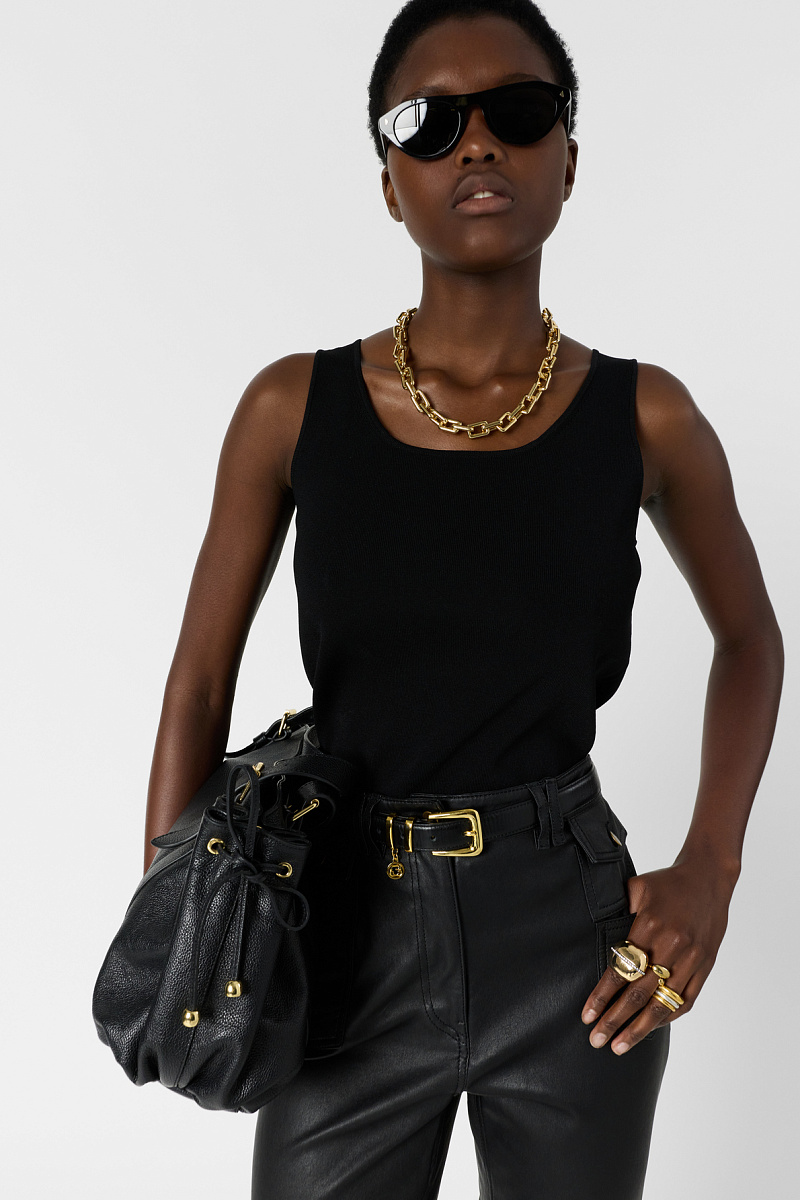 LUCINA - Черный базовый топ из микрофибры