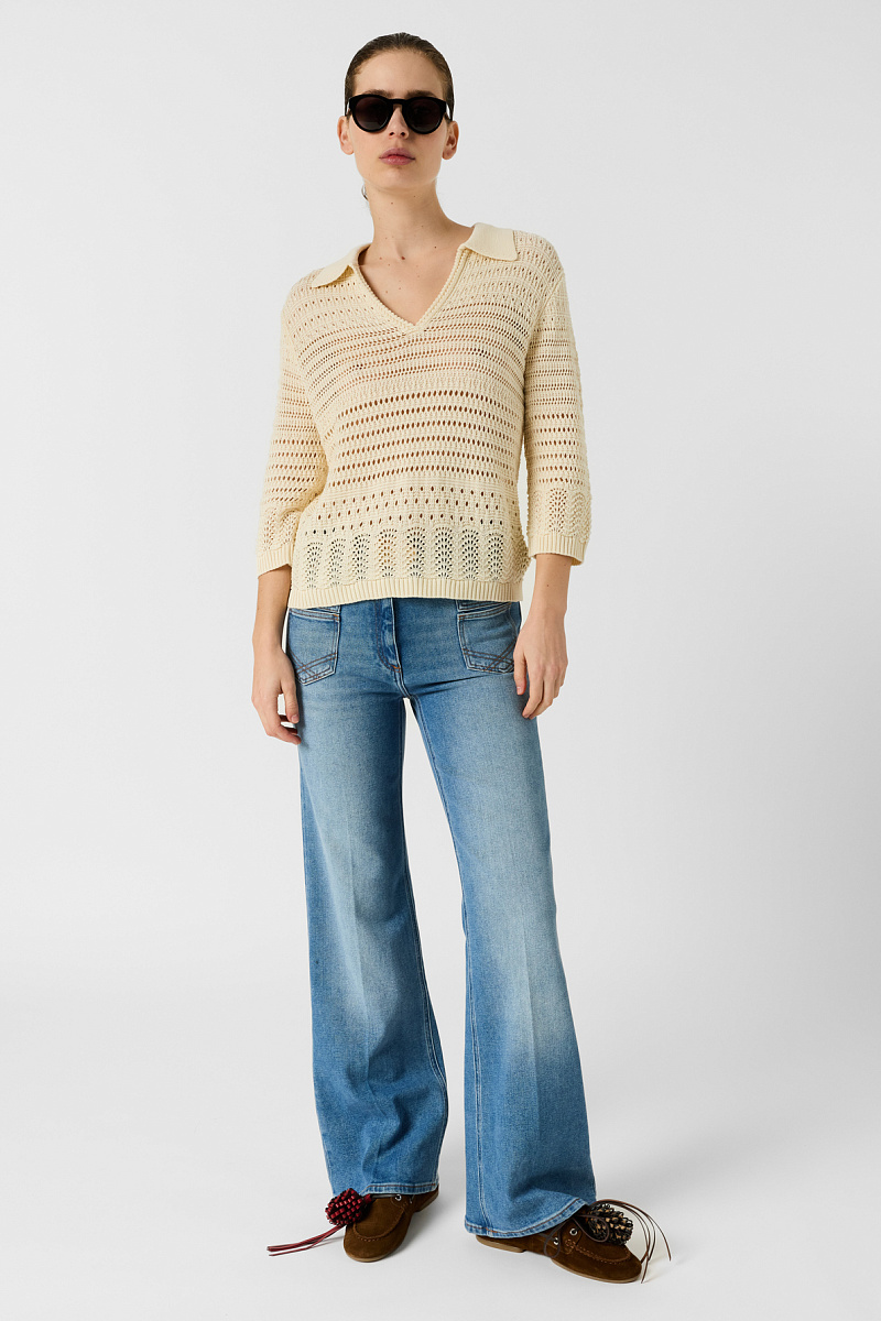 LAYLA - Бежевая вязаная поло-рубашка