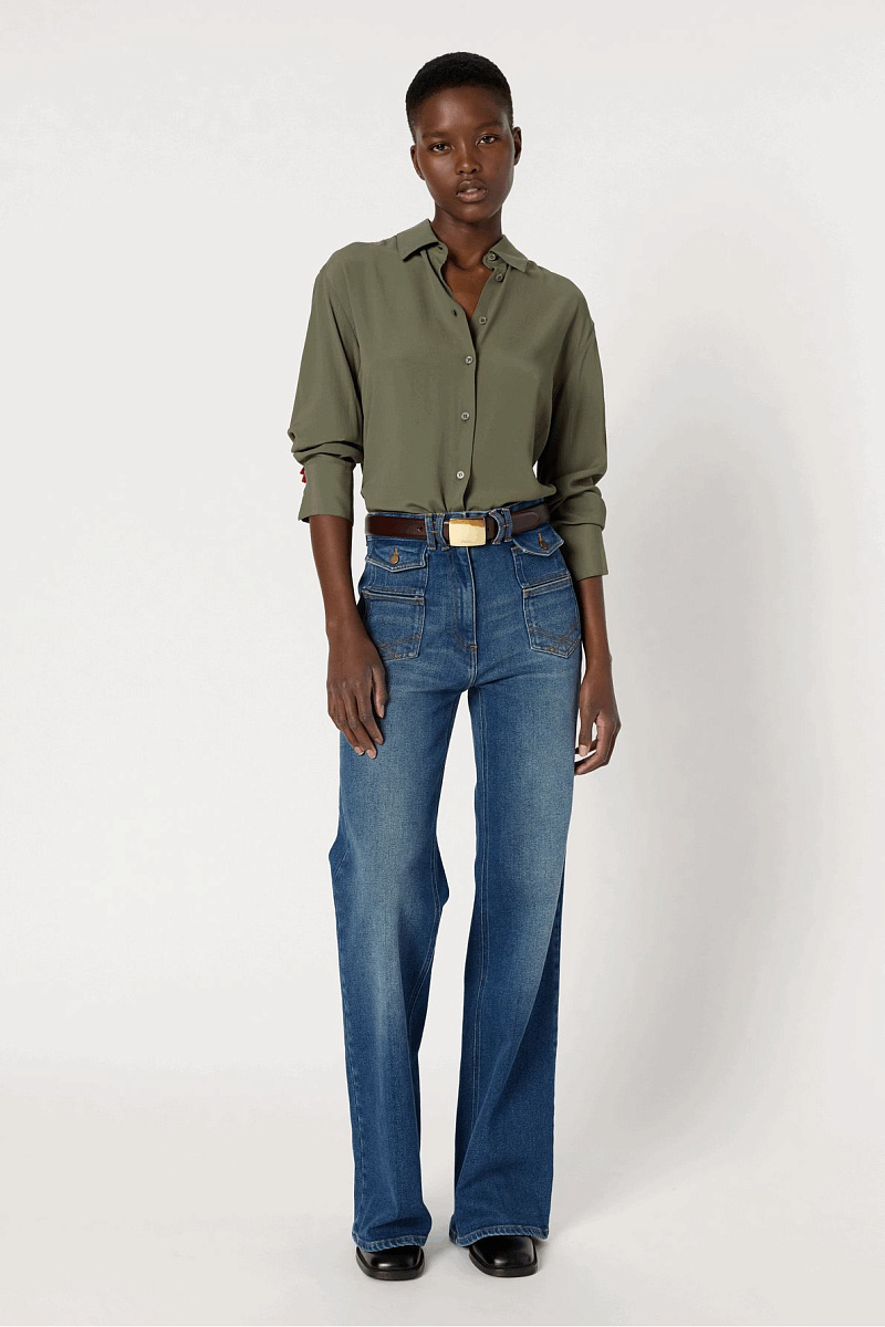 AGATHE - Блуза цвета хаки из мягкой смесовой ткани